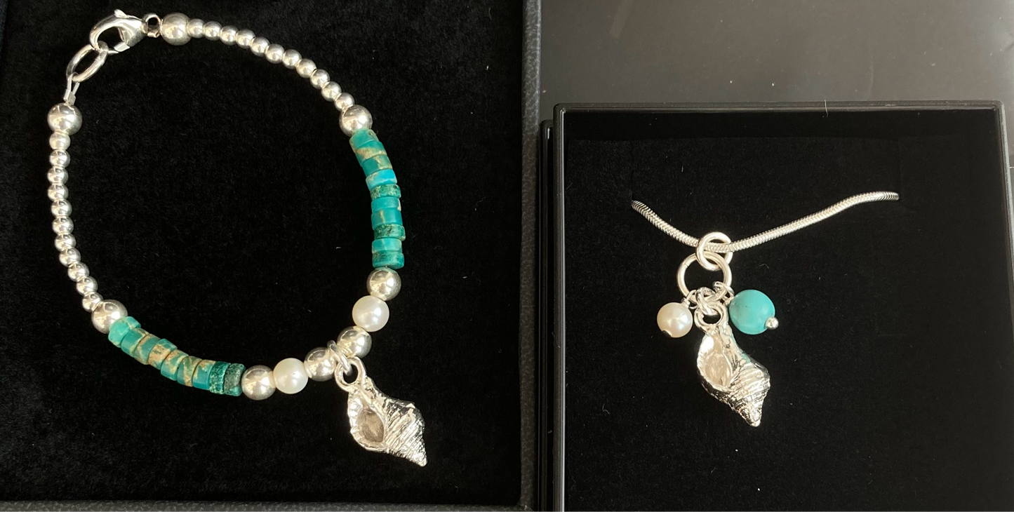Silver whelk shell bracelet