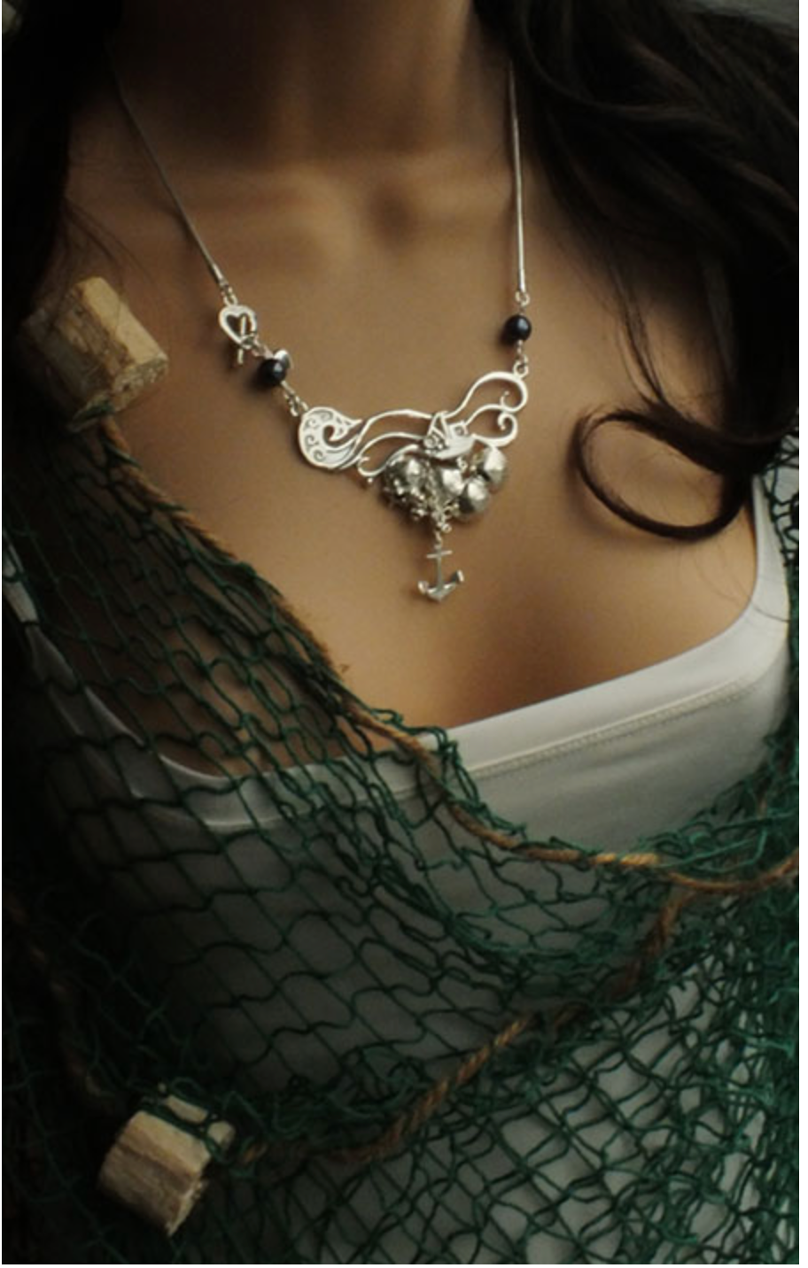 fishing boat bobbing sea necklace