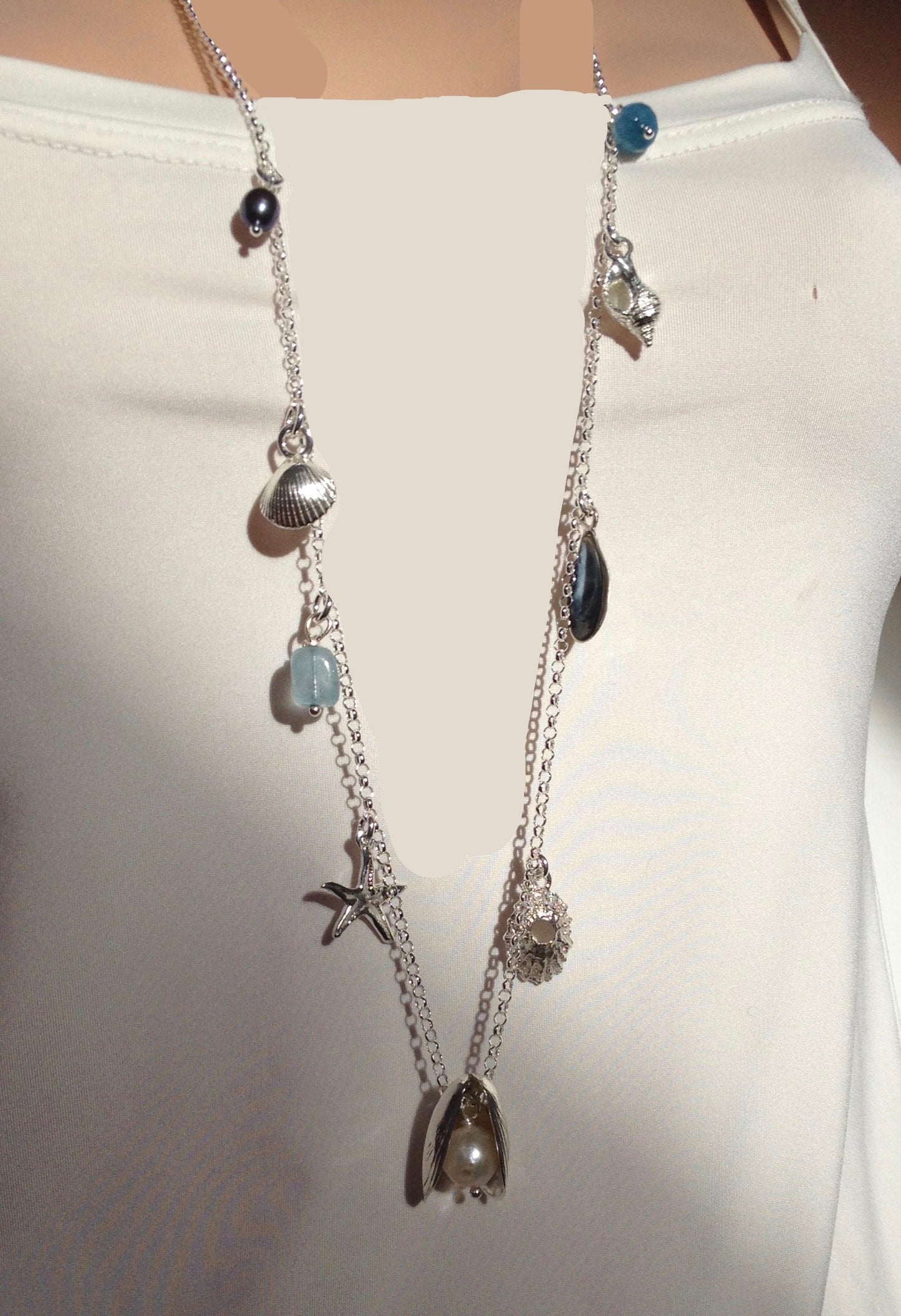 sea shell charm necklace solid silver