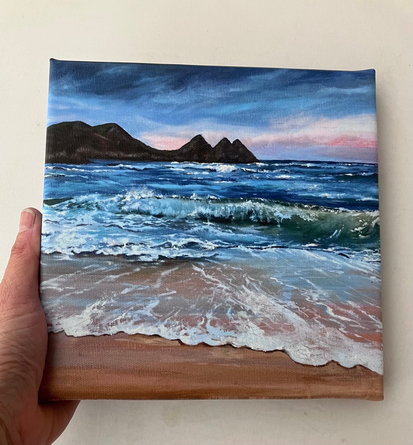Painting of Three Cliffs Bay canvas print