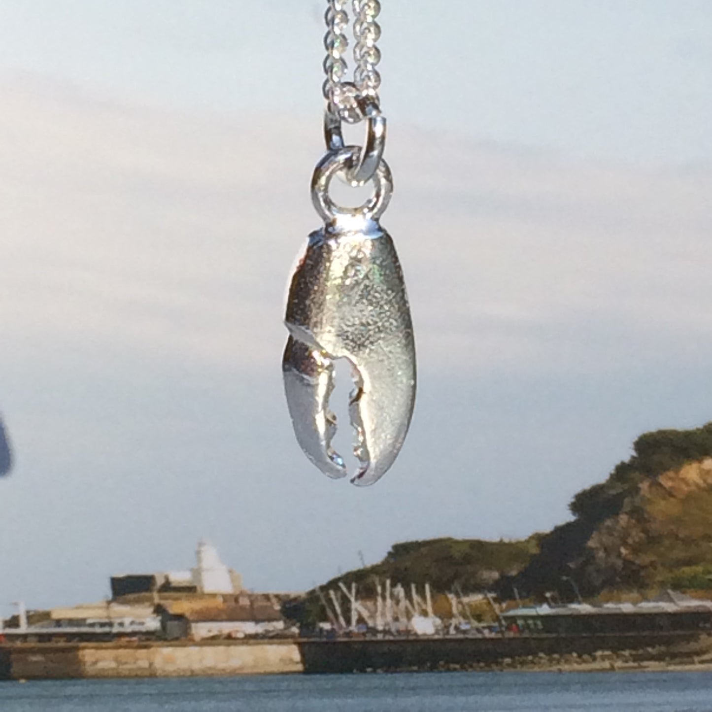 Silver crab claw pendant