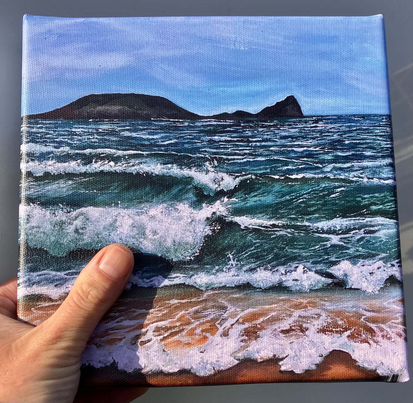 Painting of the waves at Worm's Head