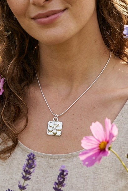 Silver flower necklace