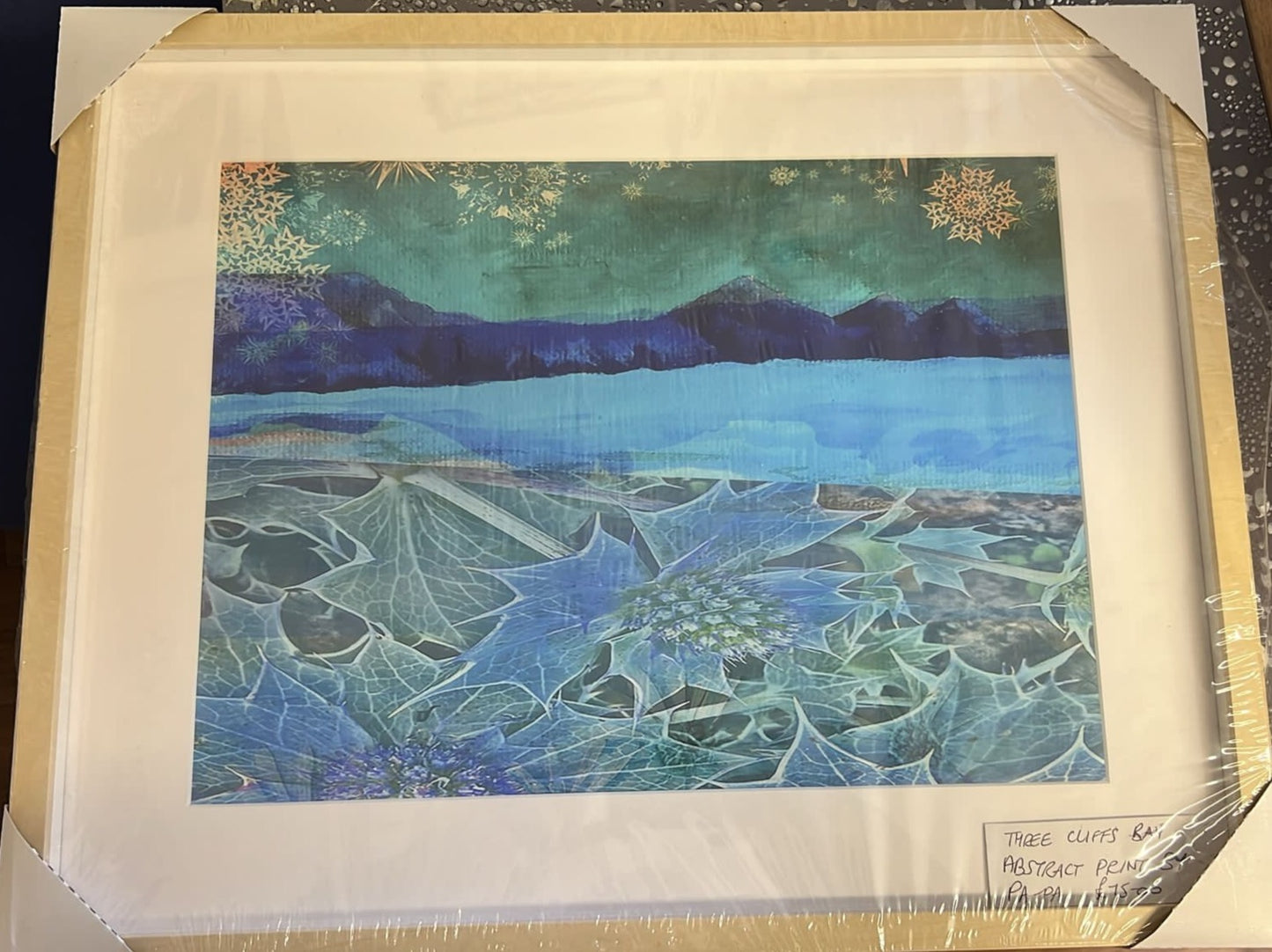 Three Cliffs Bay print with sea holly