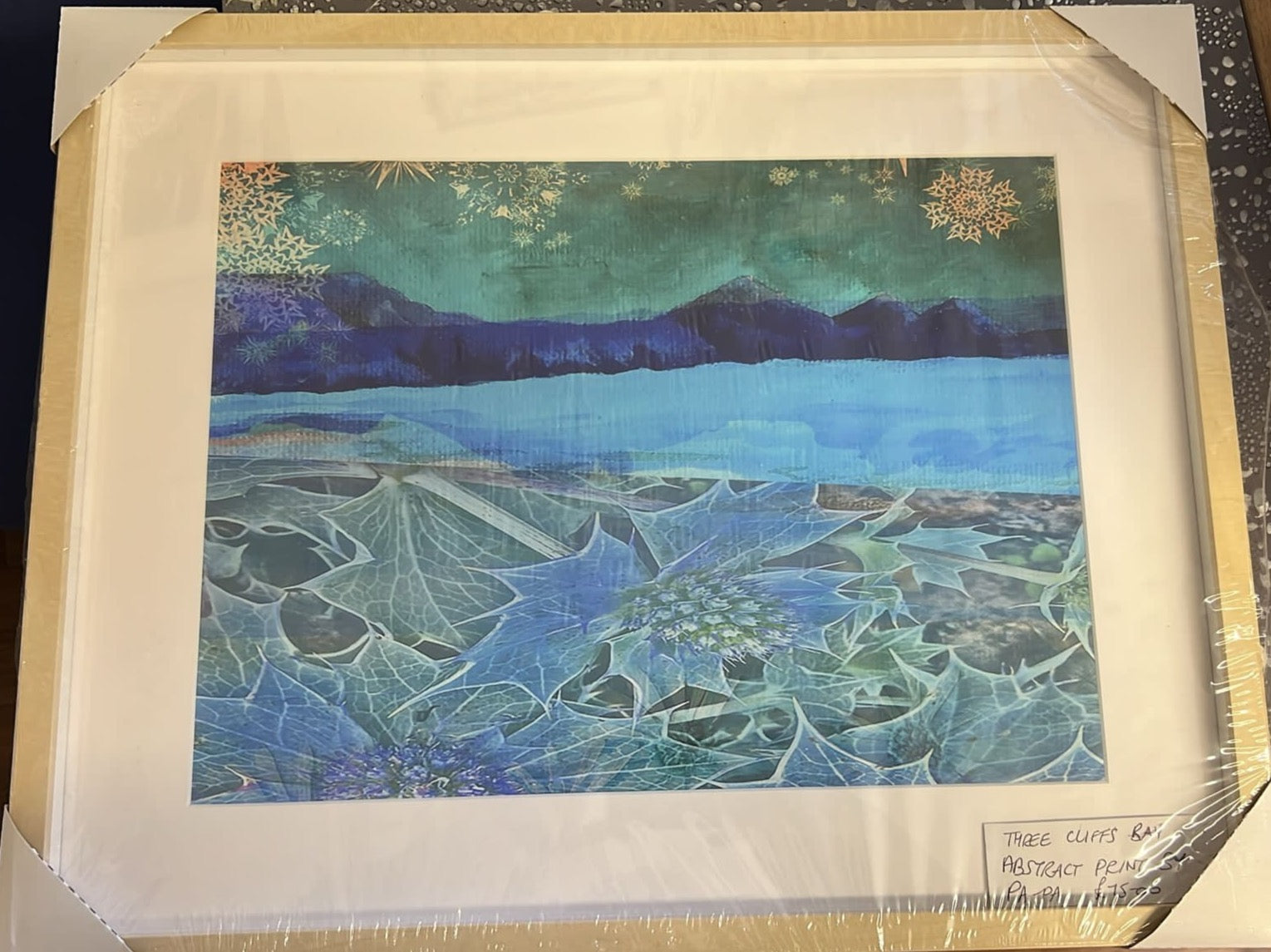 Three Cliffs Bay print with sea holly