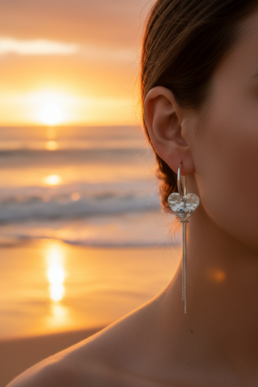 heart flower opal swishy earrings