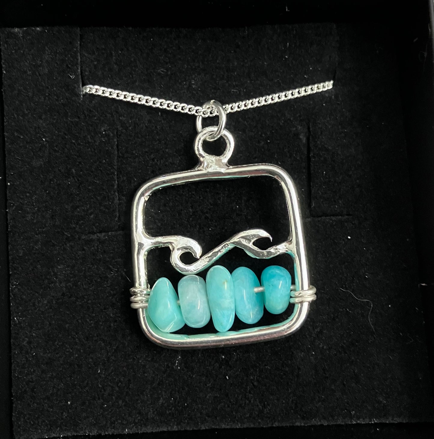 wave necklace sea blue beads