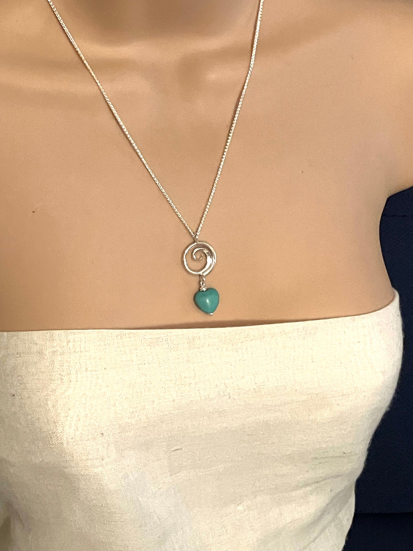 wave turquoise heart necklace