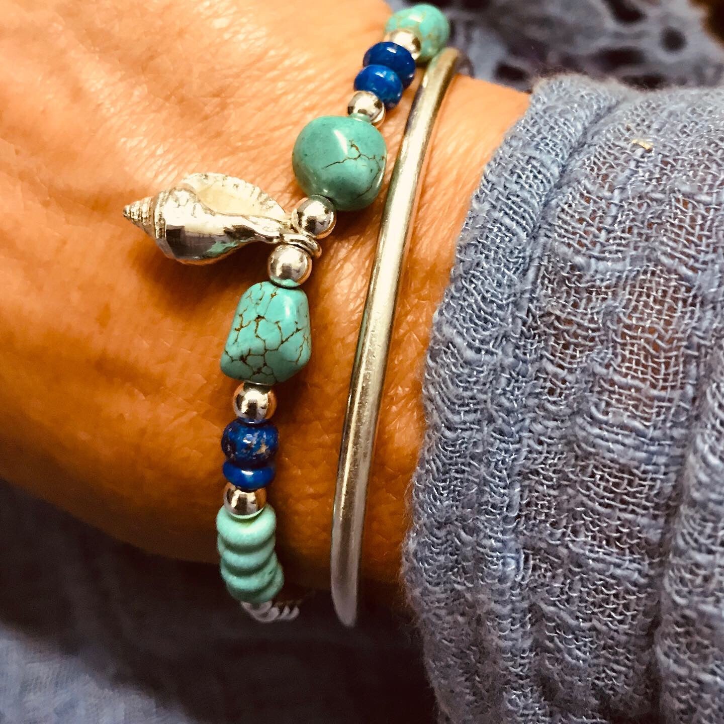Silver whelk shell bracelet