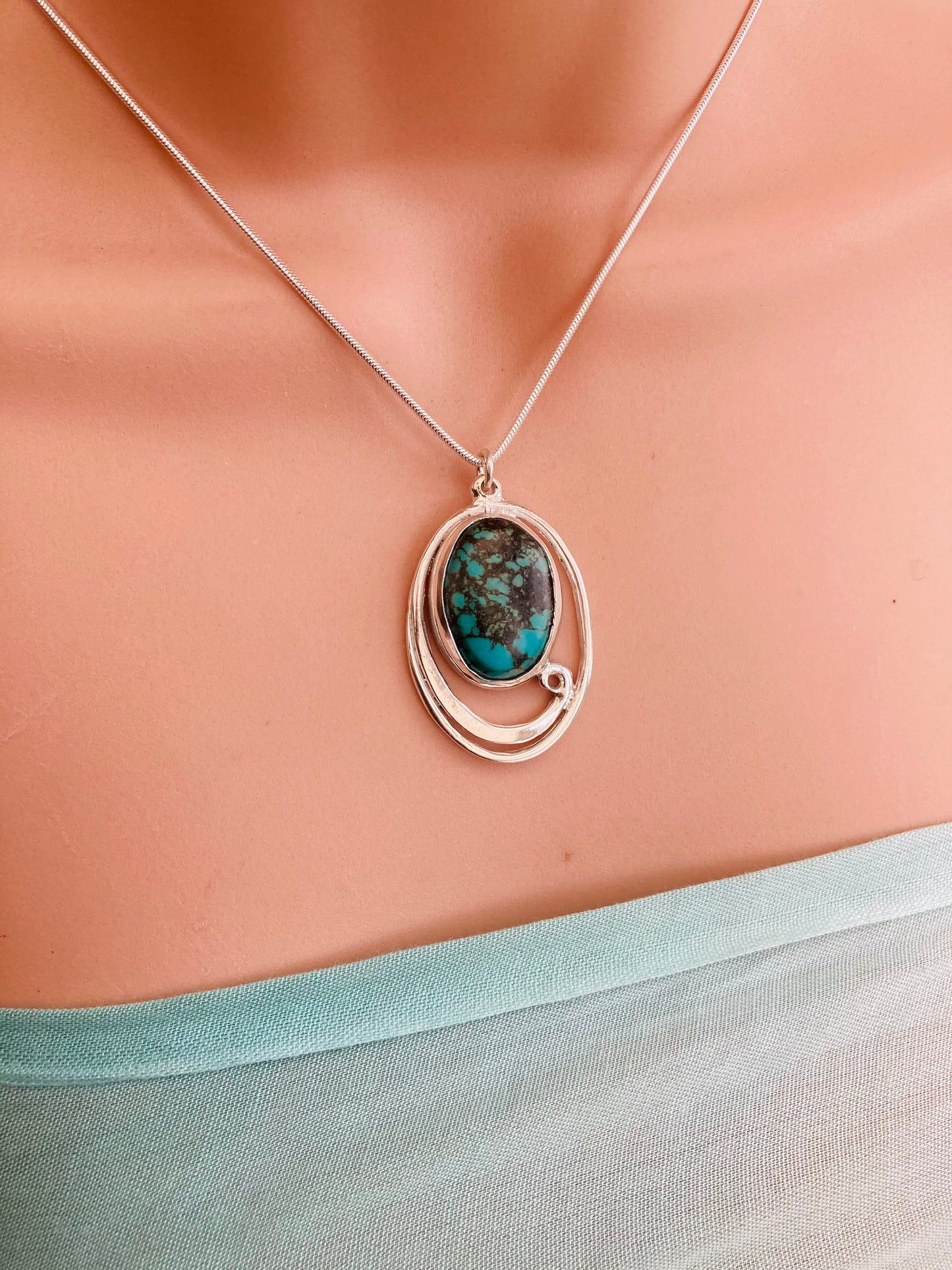 Turquoise wave pendant