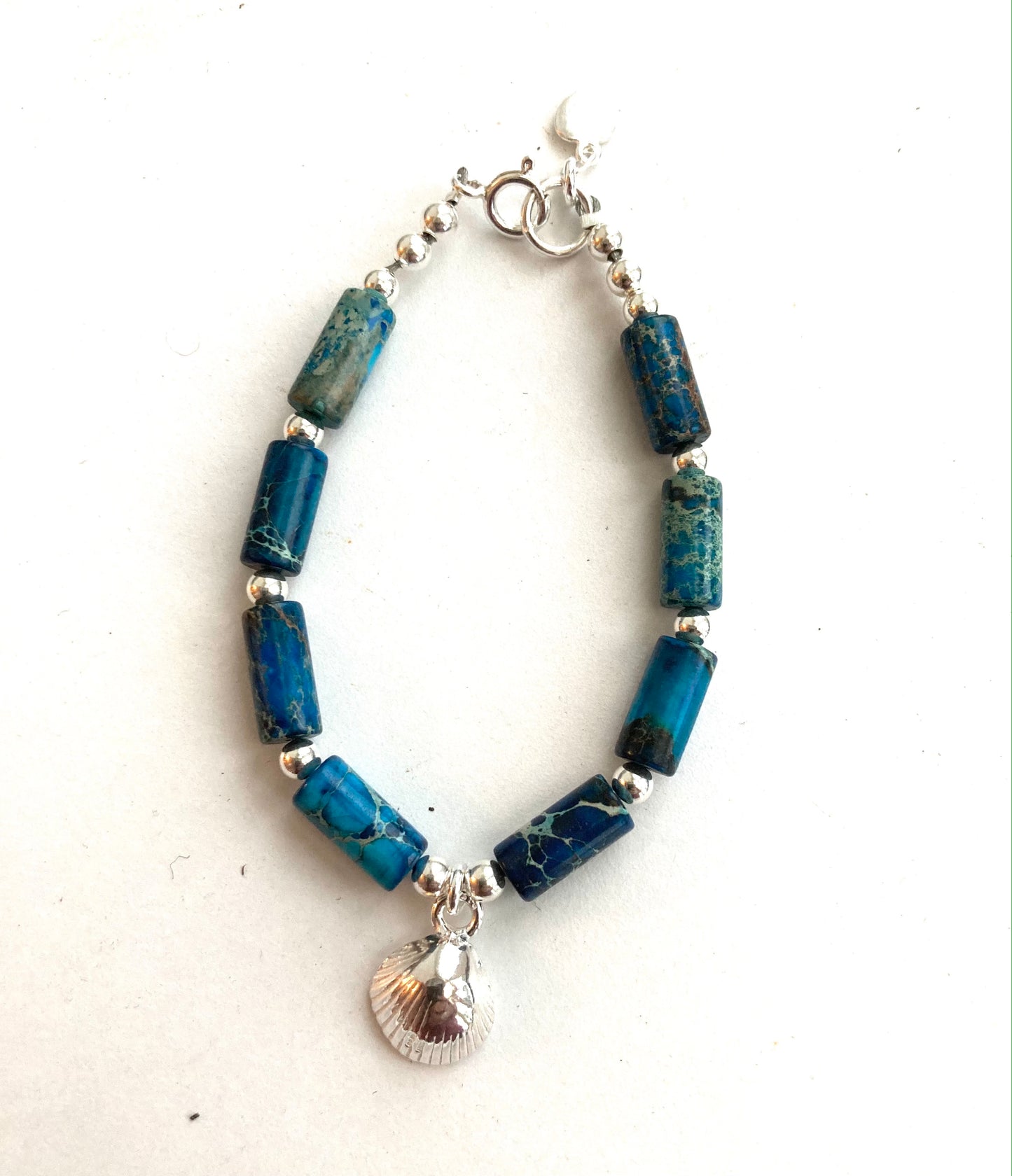 Blue jasper cylinder bead