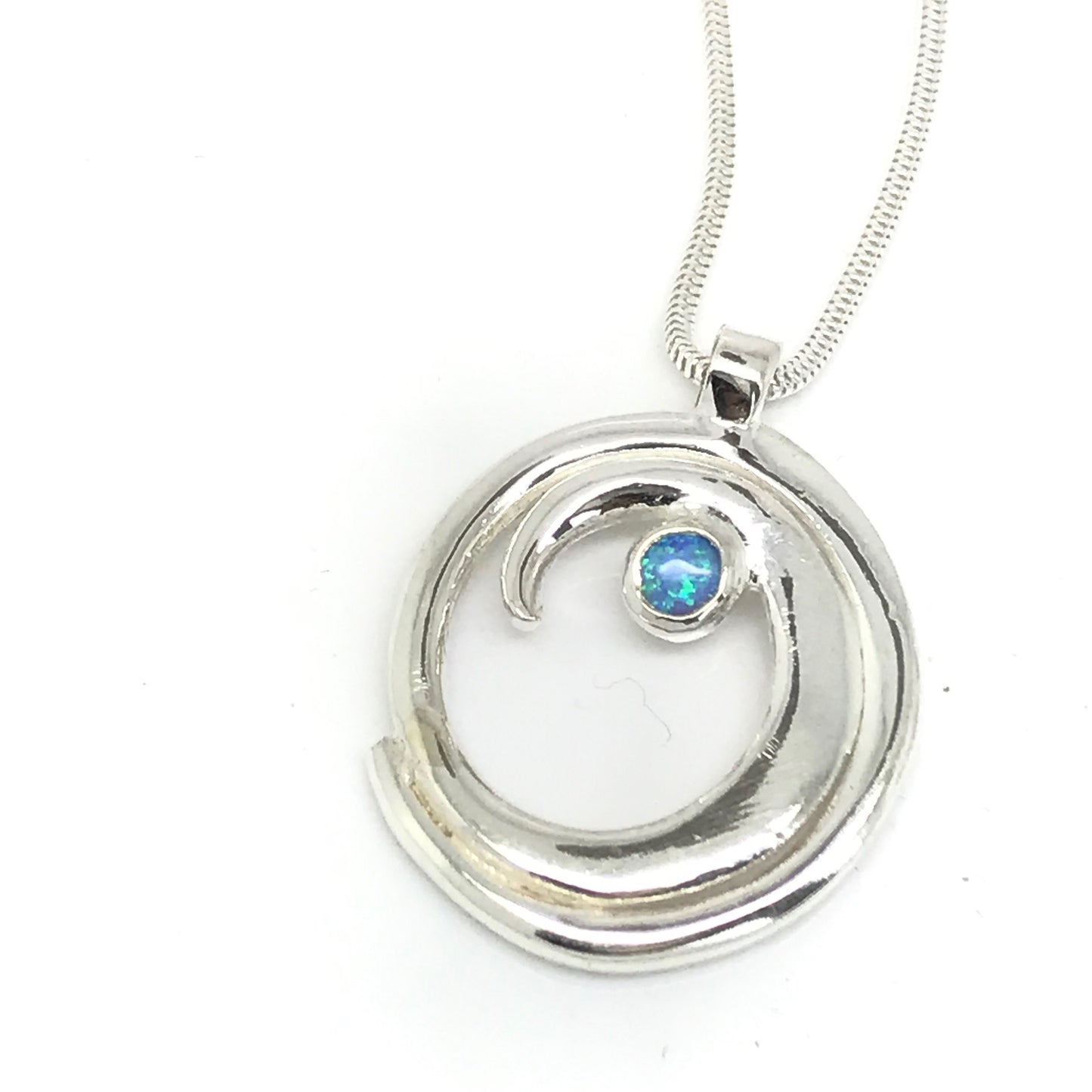 Barreling wave necklace with manmade opal