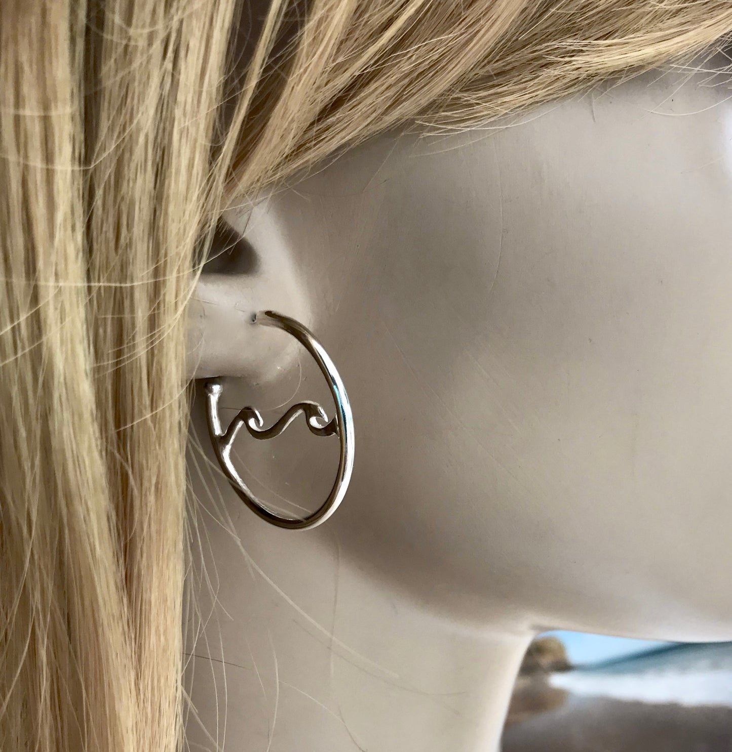 Silver wave earrings