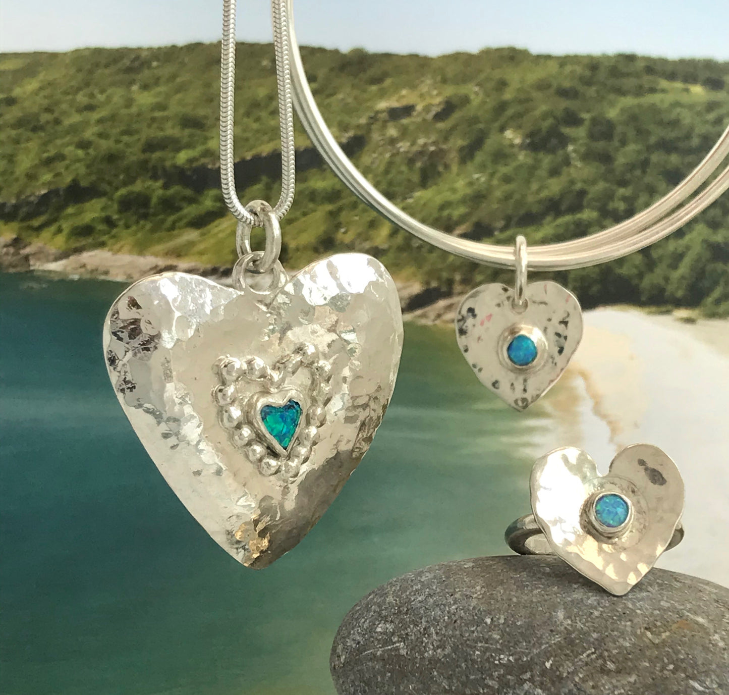 Heart shaped necklaces bangle and ring collection