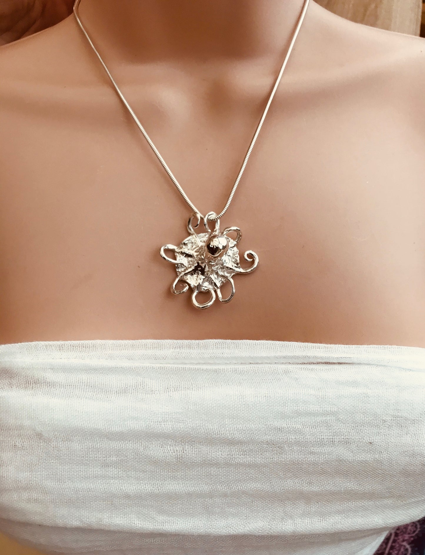 Silver octopus necklace