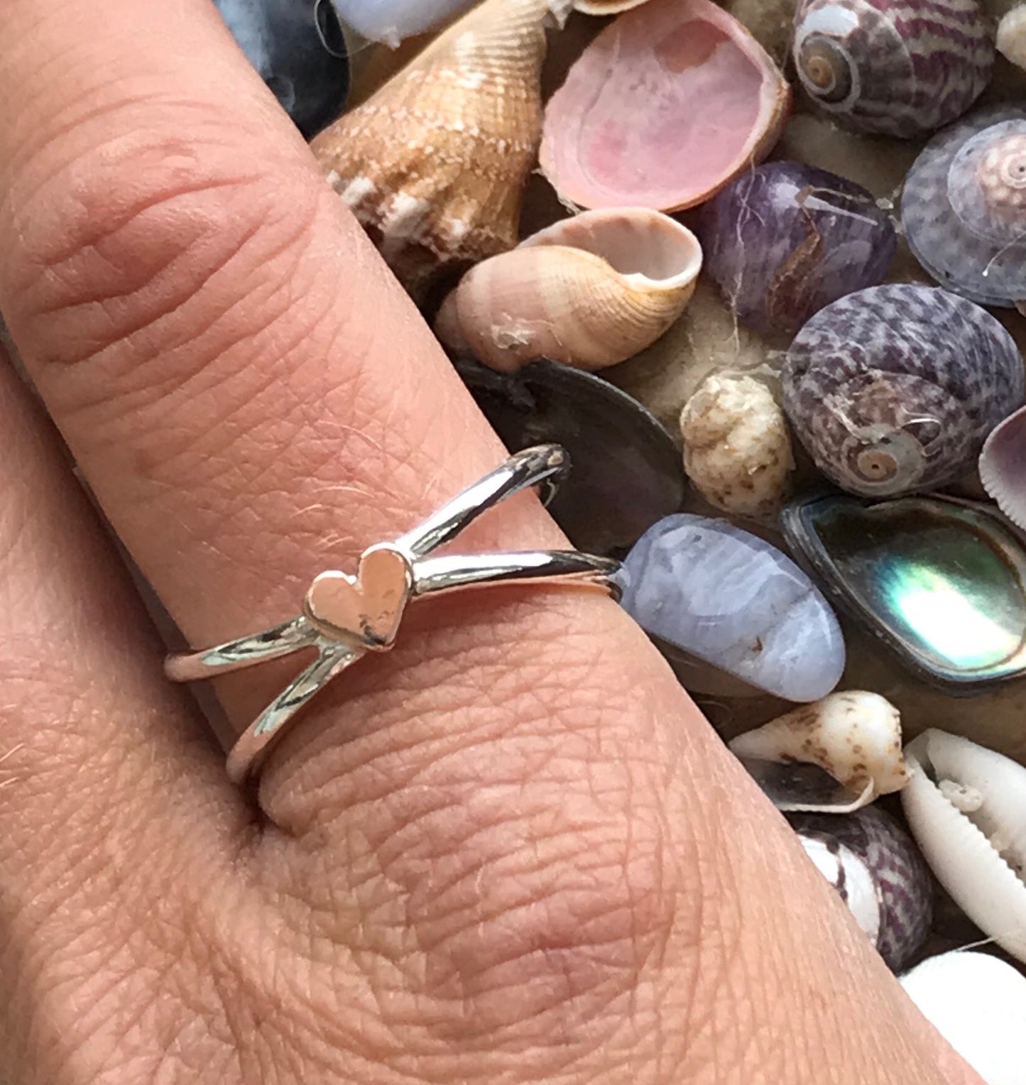 Silver and gold heart ring