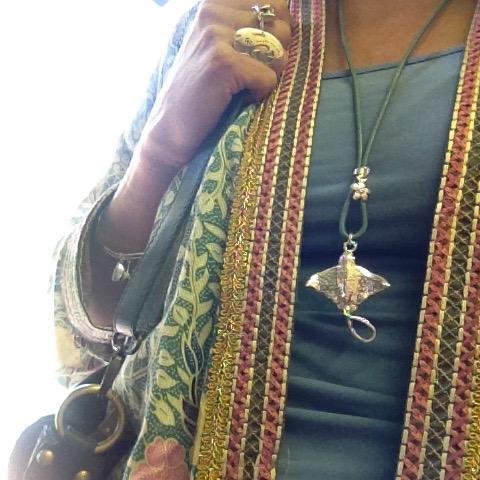 Silver eagle ray necklace