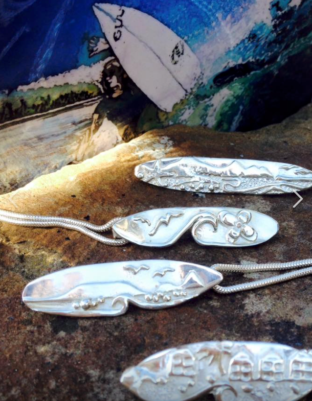 Gower landscape surfboards in solid silver