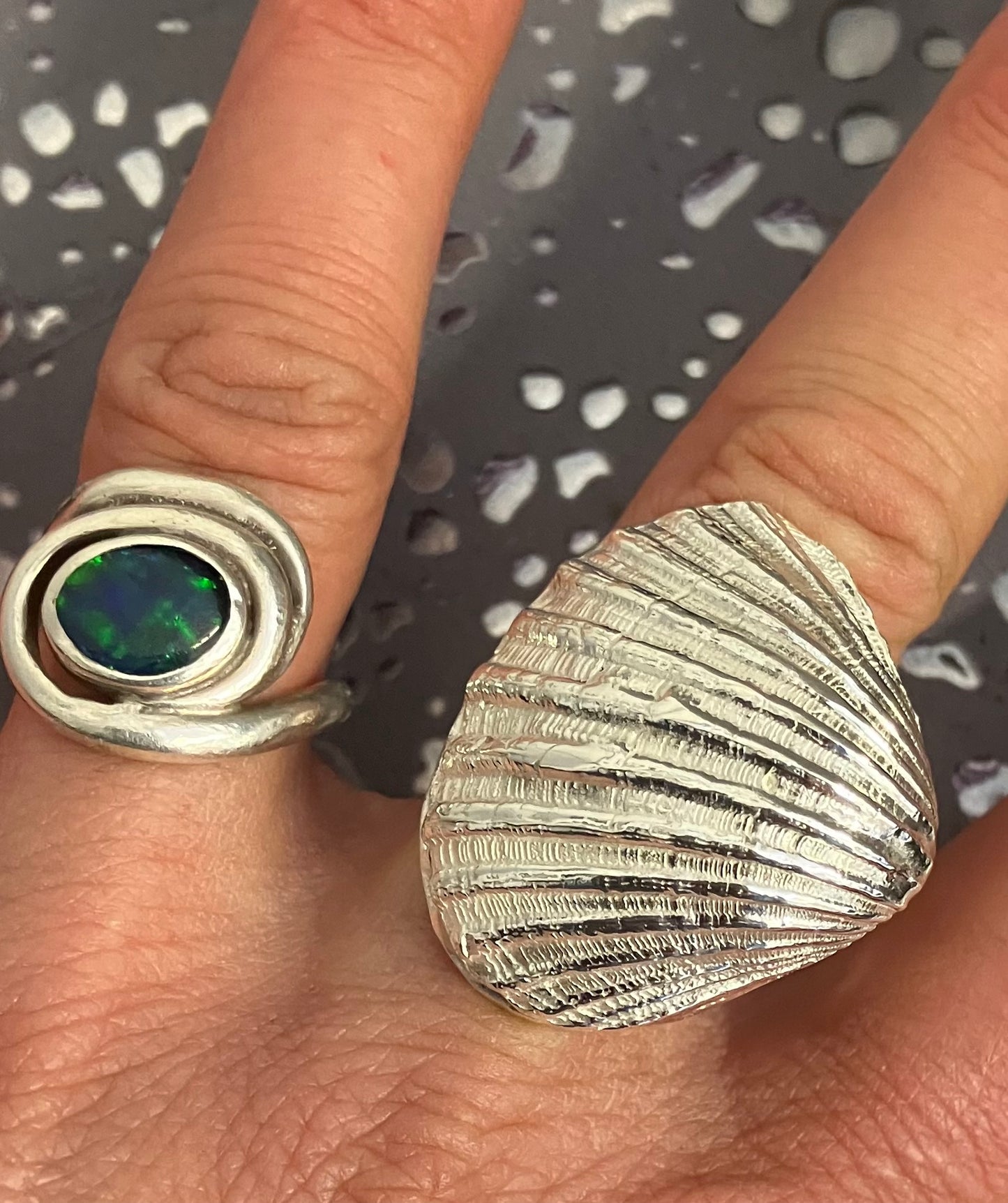 cockle shell ring large chunky from Gower
