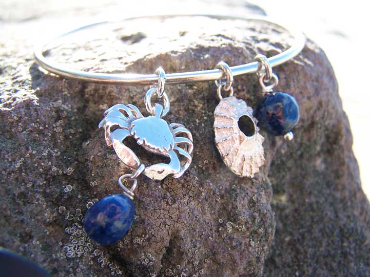 Crab and limpet shell bracelet