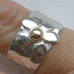 Silver and gold flower ring
