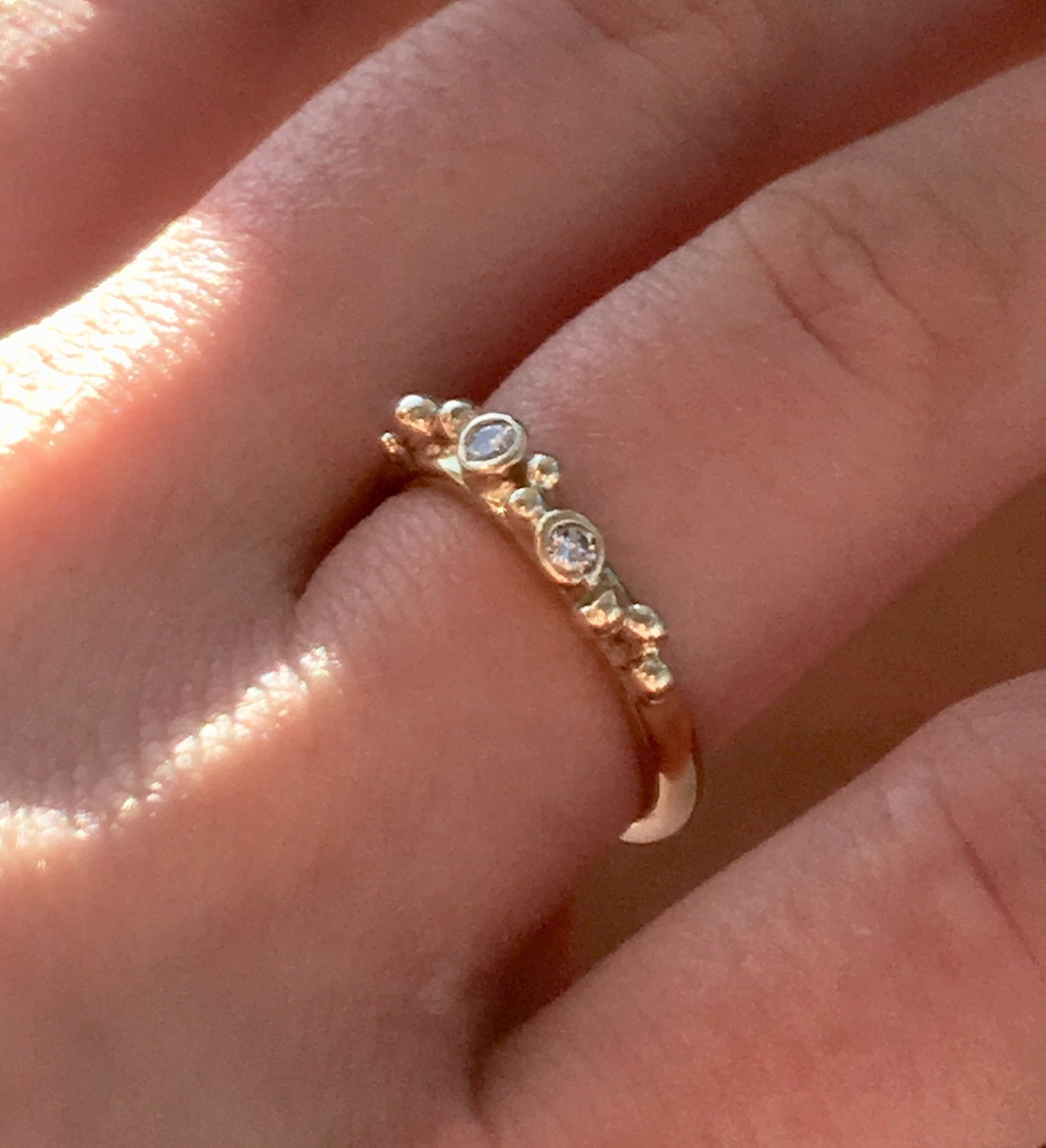 Gold and diamond pebble ring