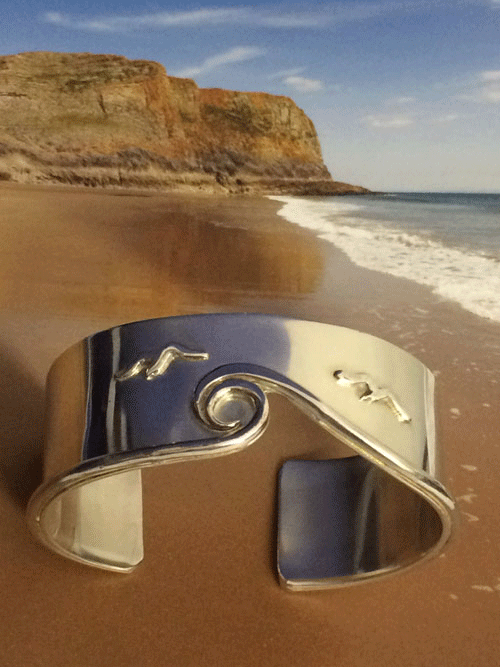 Wave and gulls cuff by UK designer Pa-pa