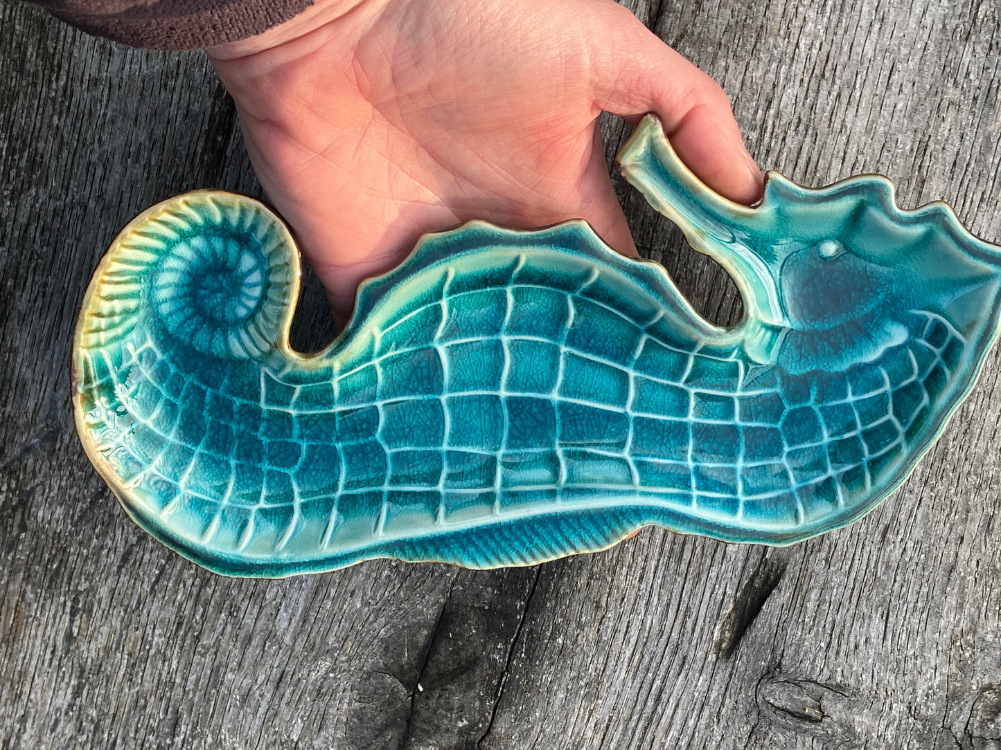 Seahorse ceramic plate