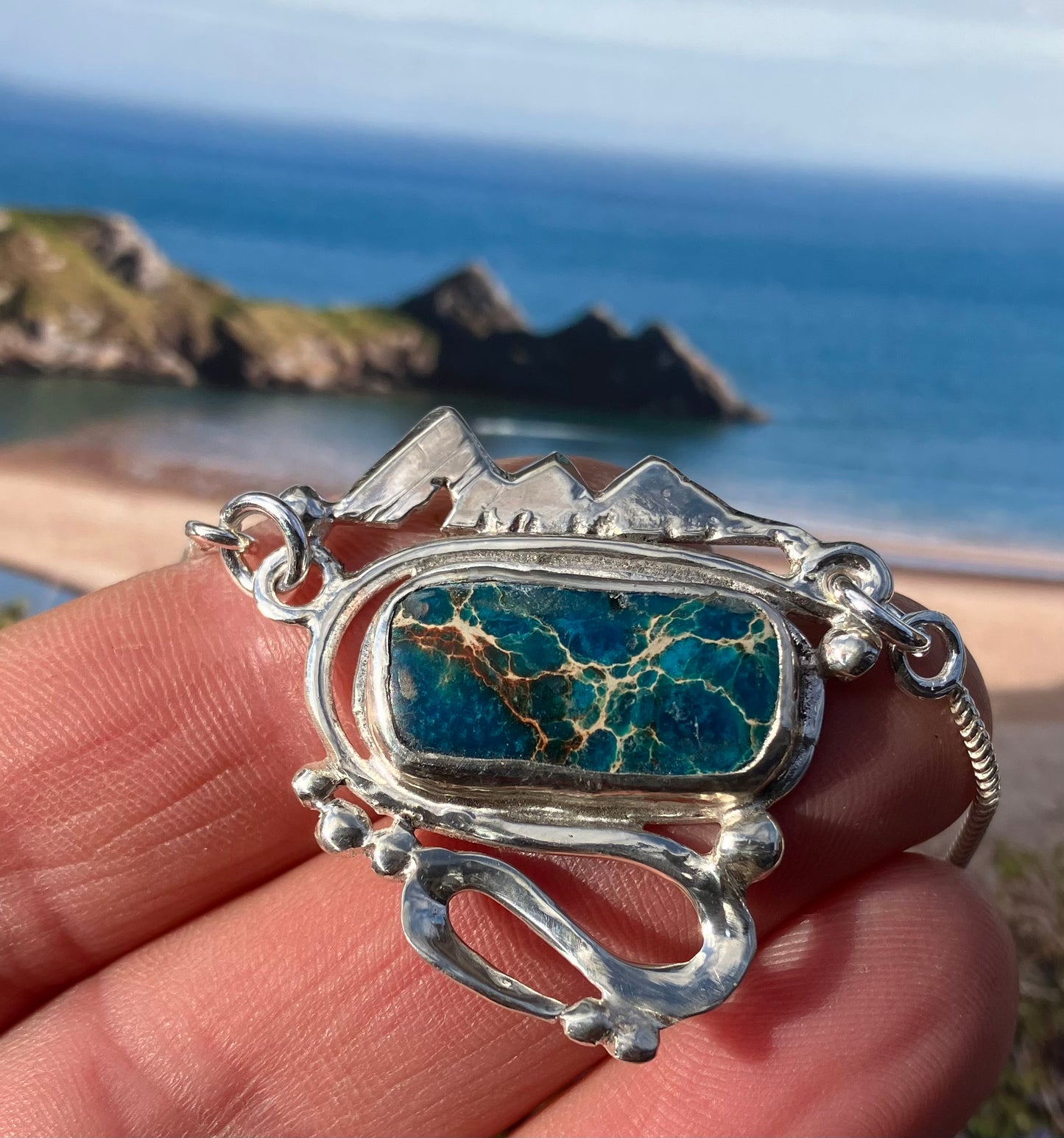 Three cliffs landscape necklace