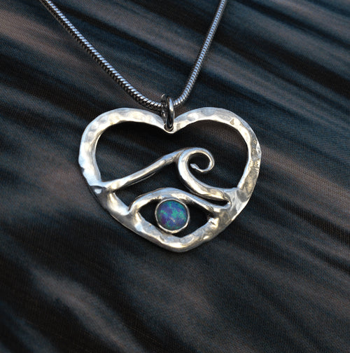 Wave and heart necklace by Pa-pa jewellery