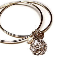 Silver oyster shell bangle by Pa-pa jewellery