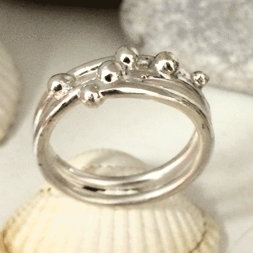 Silver pebbles ring by Pa-pa jewellery