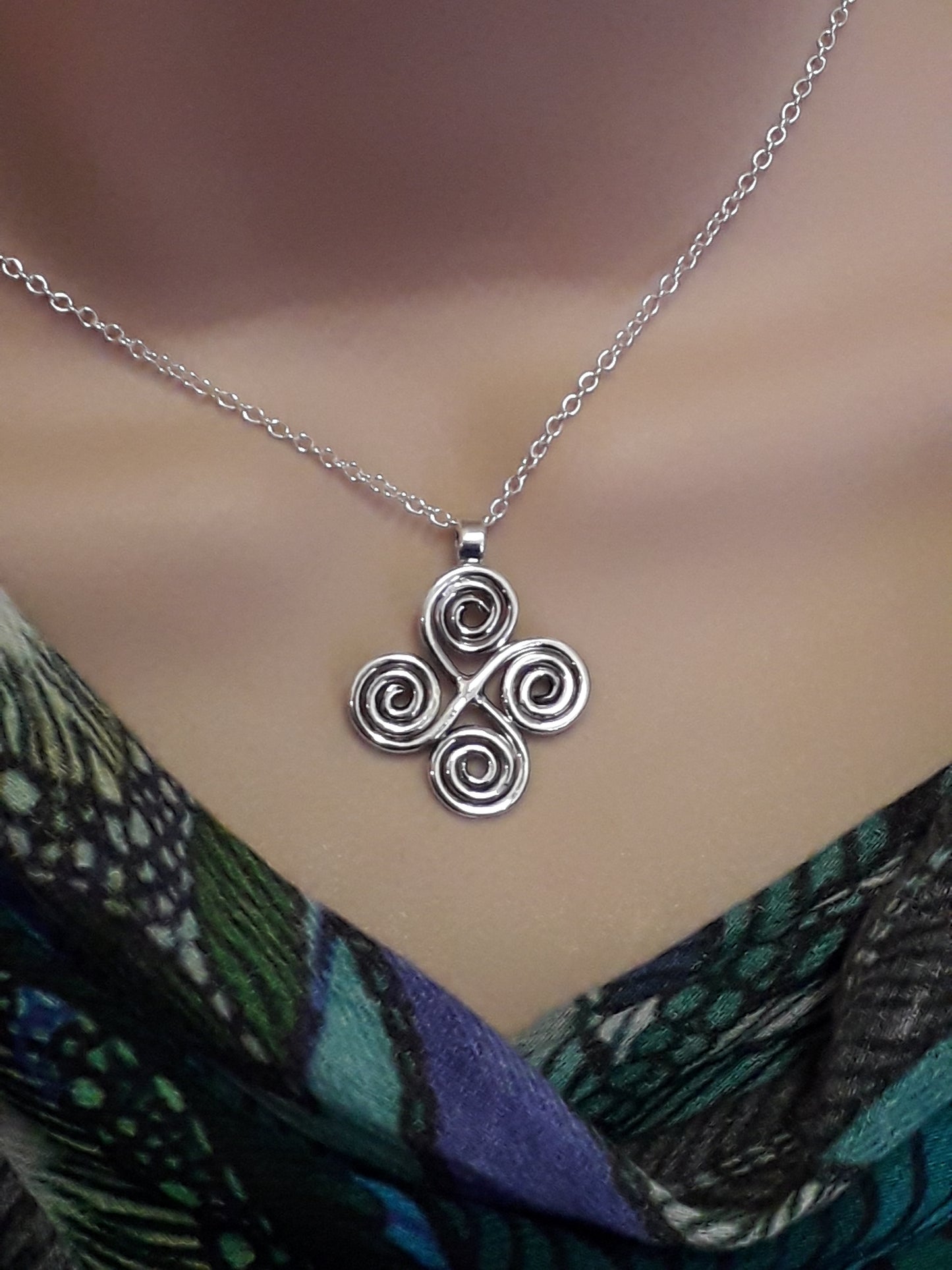 Celtic silver pendant on a silver chain