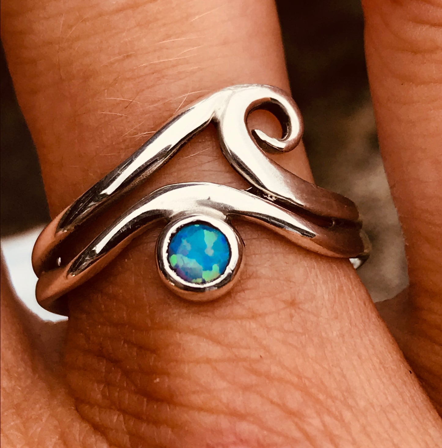 Wave opal ring
