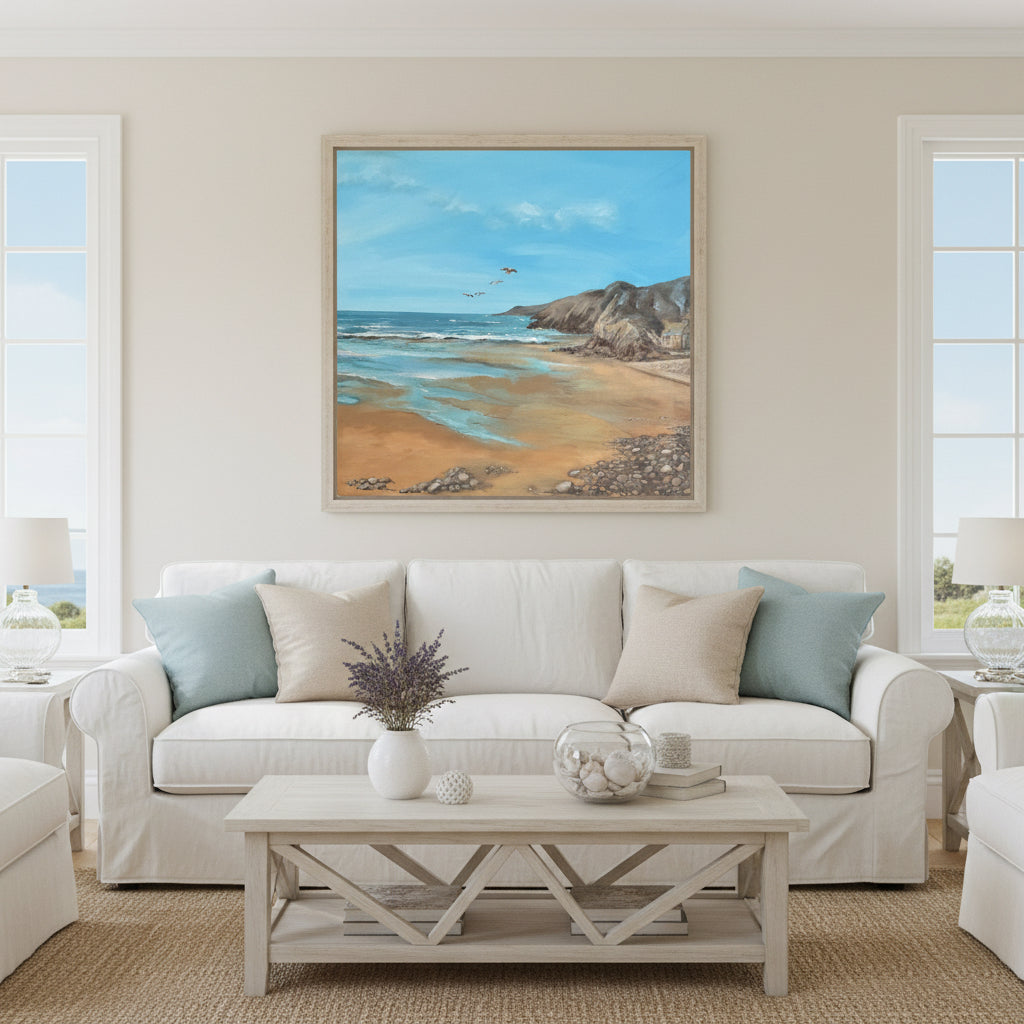 Caswell Bay painting canvas print Gower seascape 