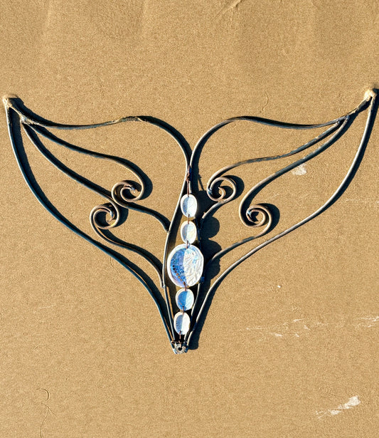 Whale fluke metal sculpture wall art 