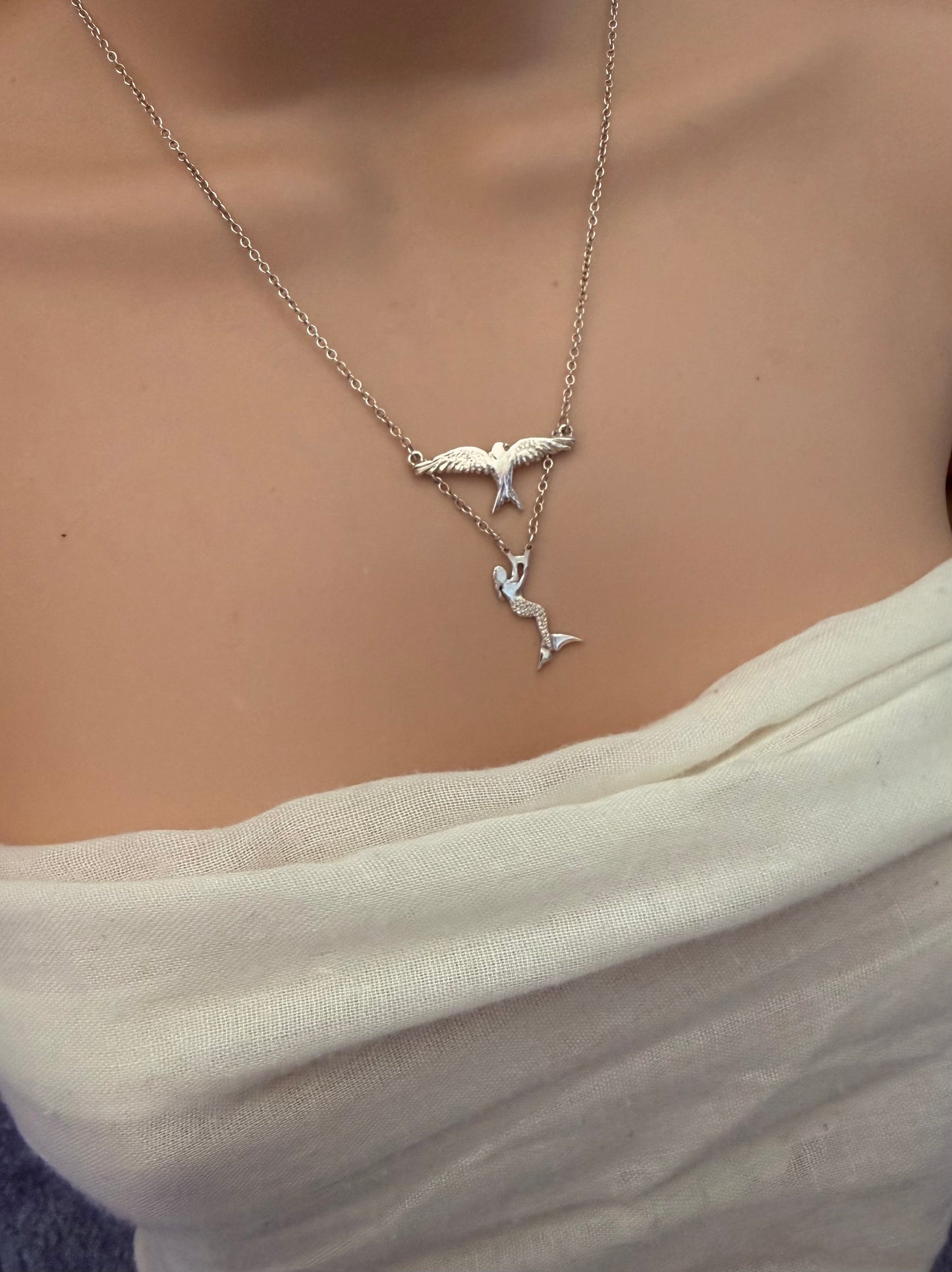Silver kite surfer necklace
