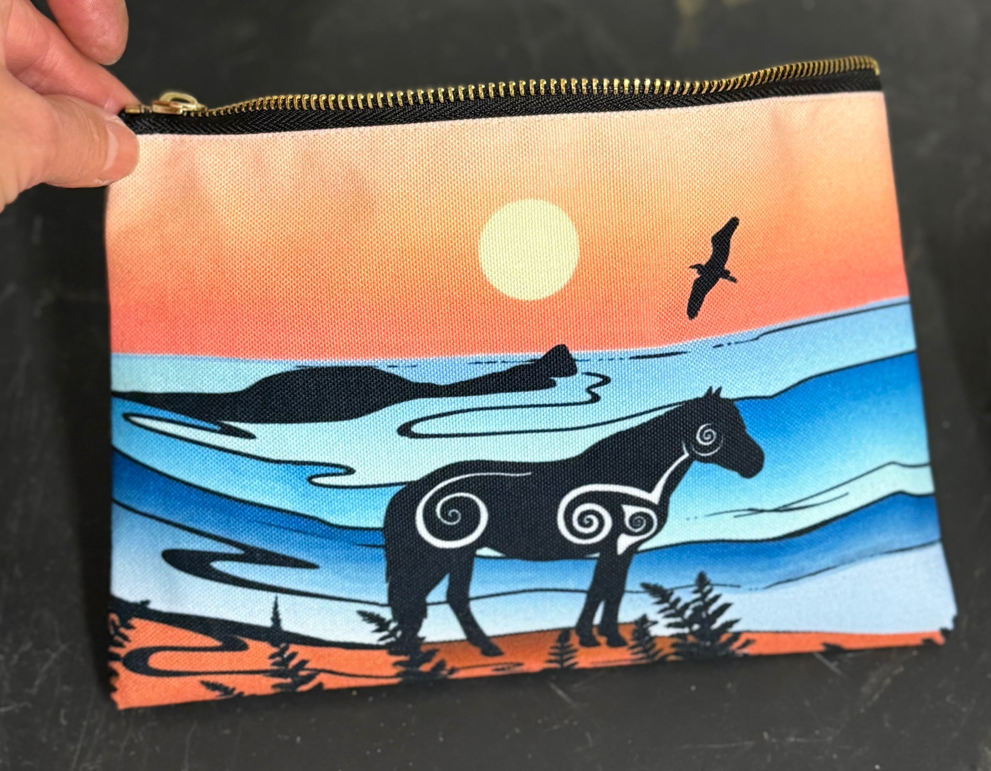 Gower landscape painted purse with hill pony 
