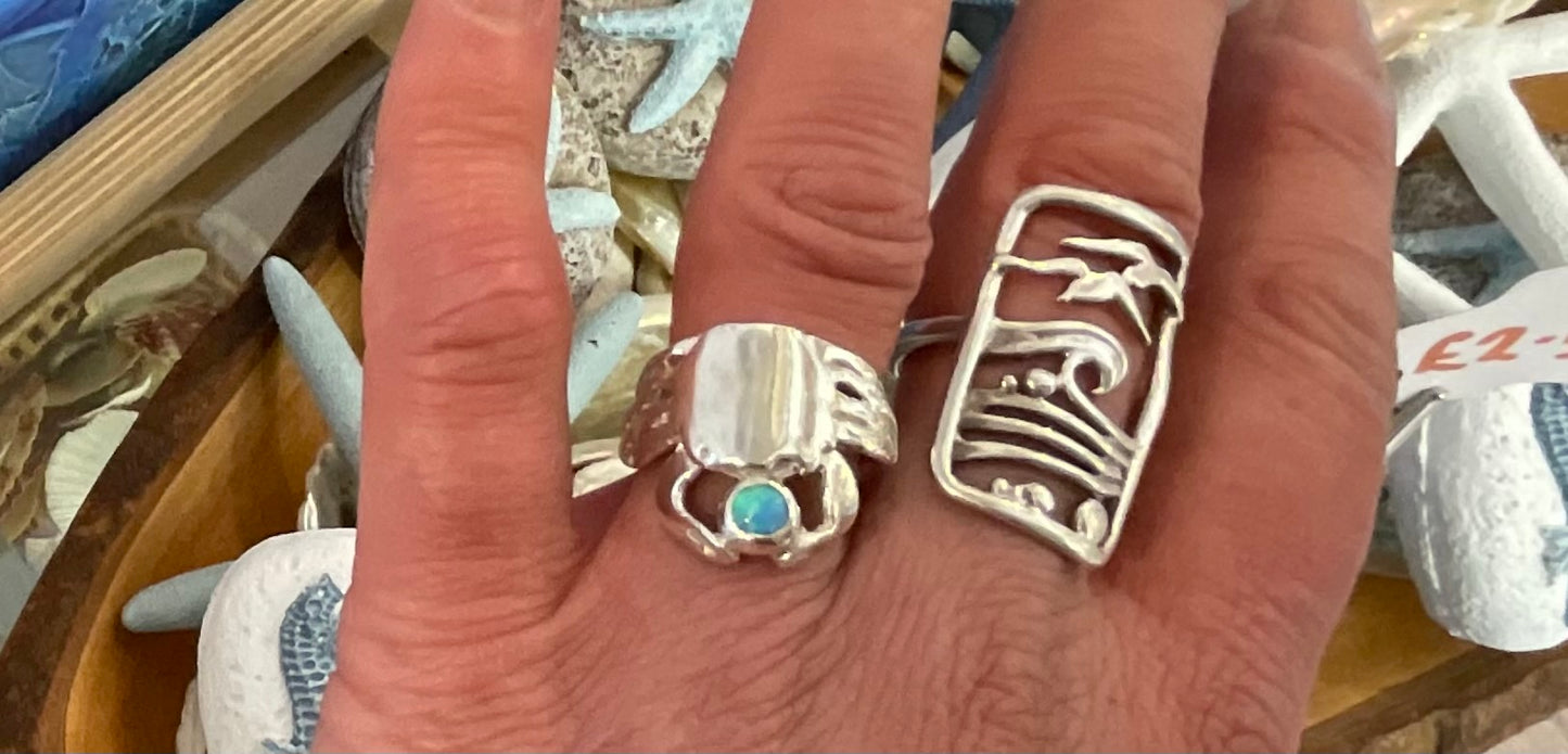 Silver crab ring