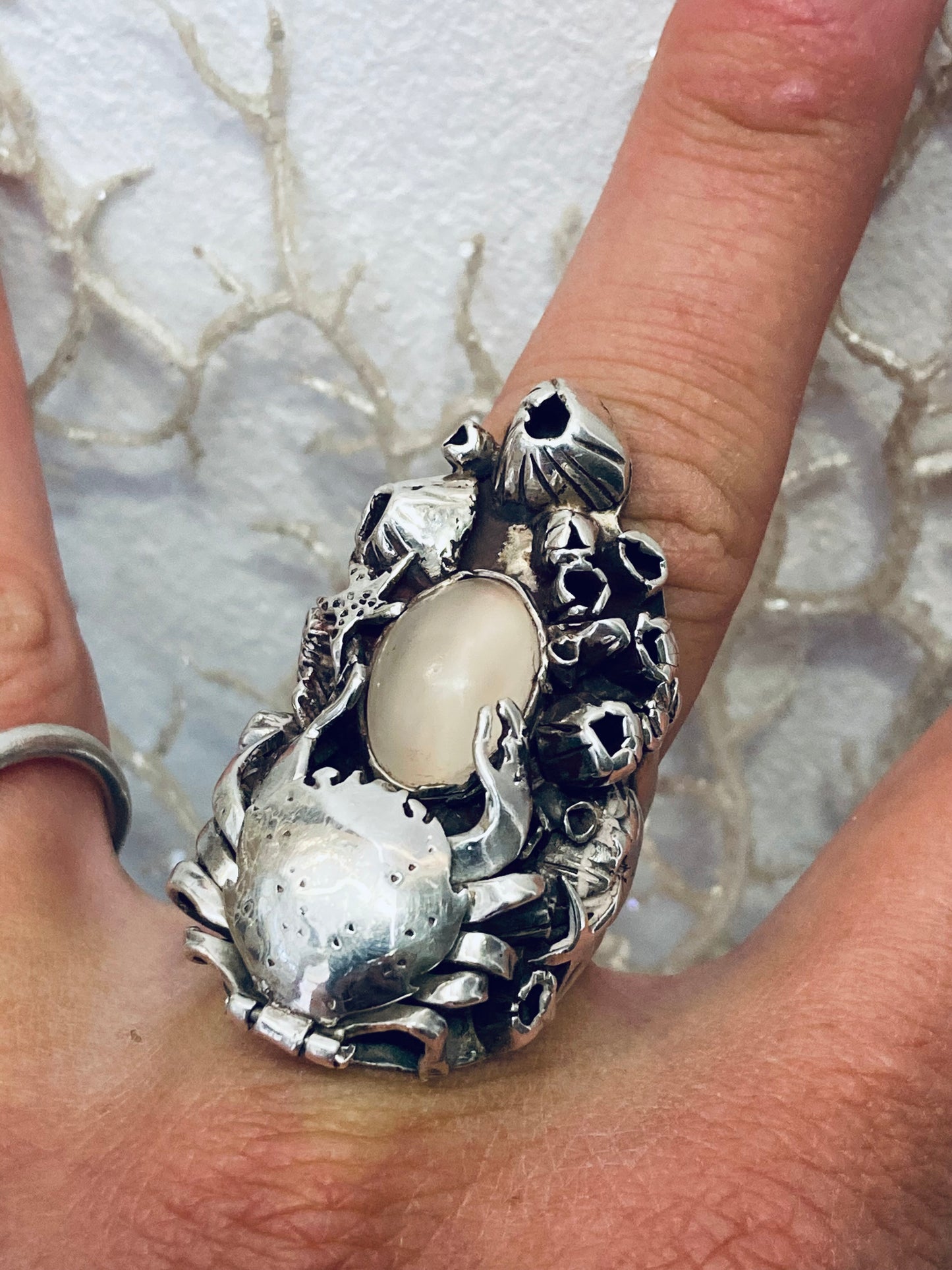 Silver crab ring