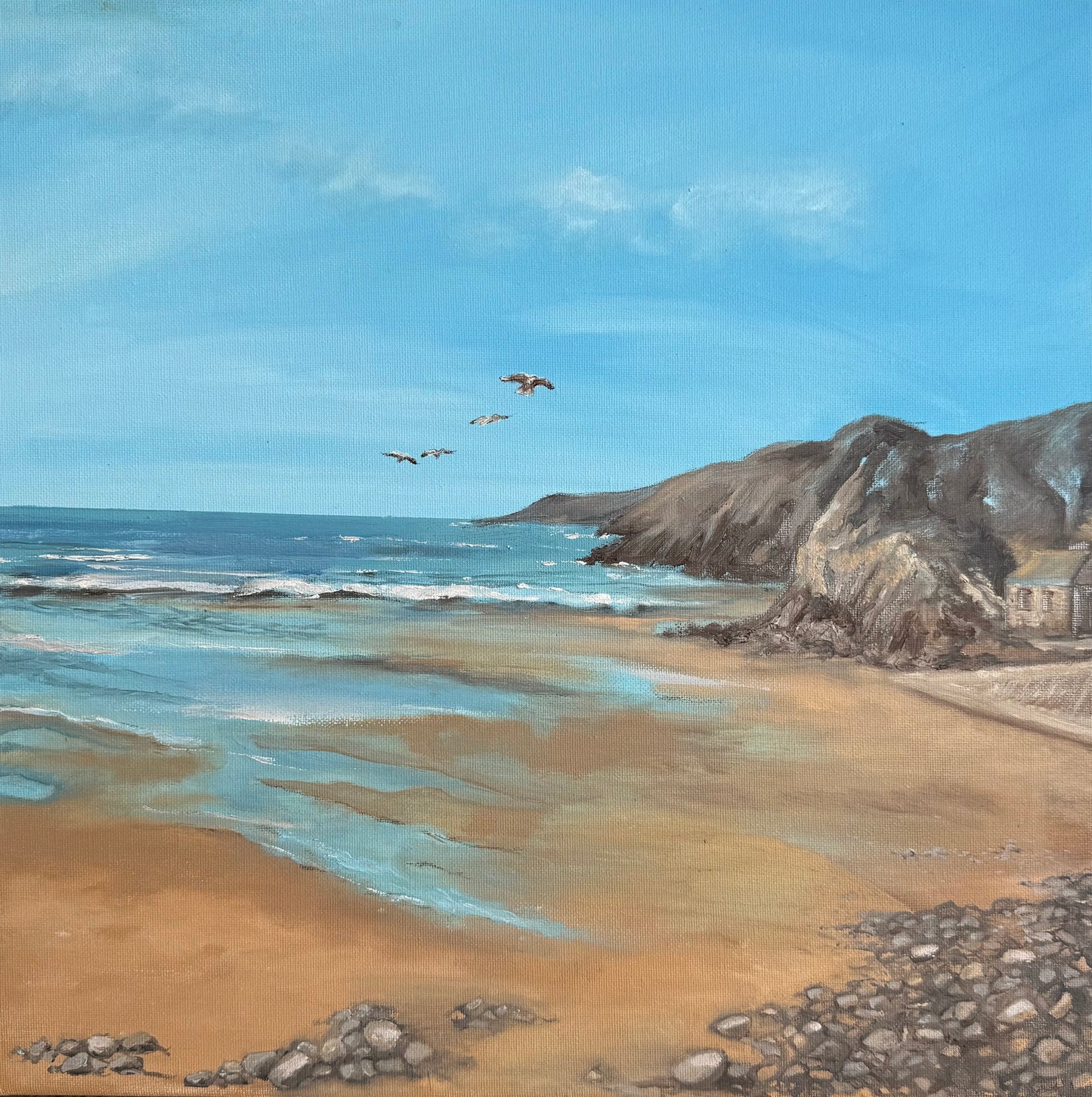Painting of Caswell Bay gower