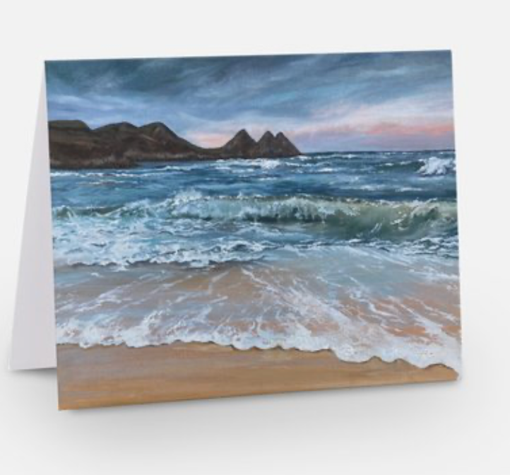 Three Cliffs Bay waves greeting card