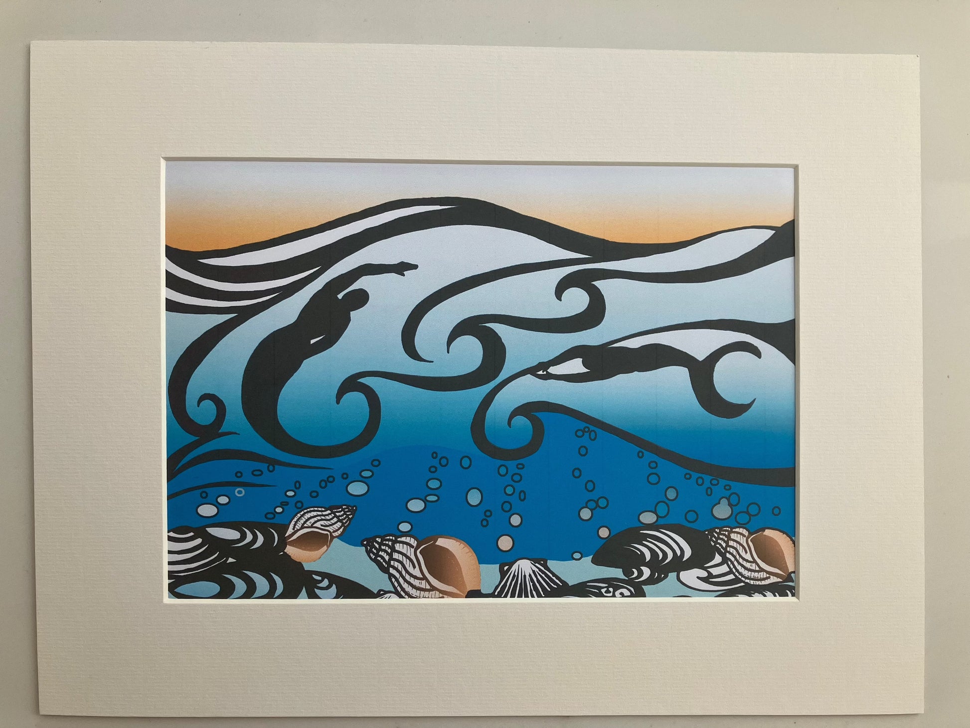 Gower mermaids swimming underwater. Print by Pa-pa 