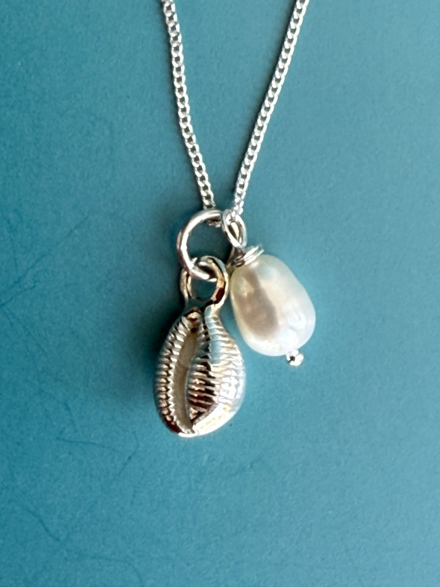 cowrie shell and pearl necklace