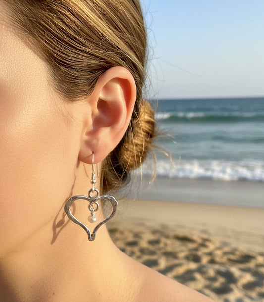 heart and pearl earrings
