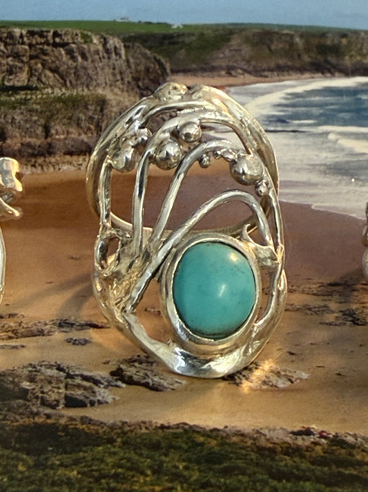 wave and pebbles ring