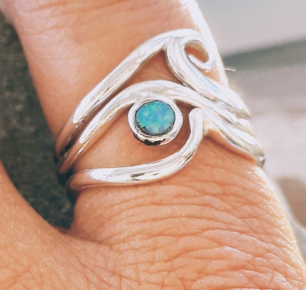 wave opal stacker ring
