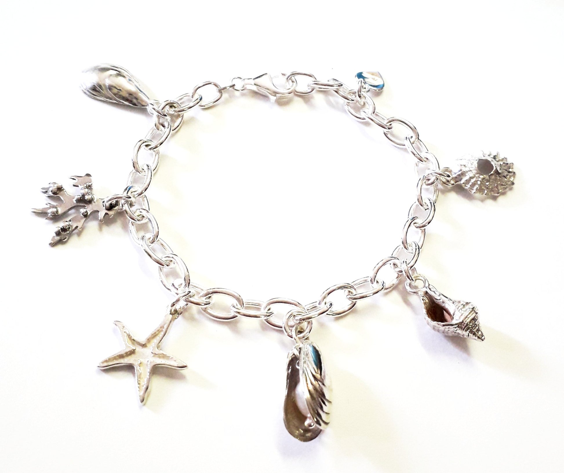 Seashell silver charm bracelet