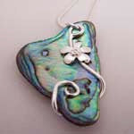  Abalone shell necklace with flower handmade by Gower silversmith Pa-pa