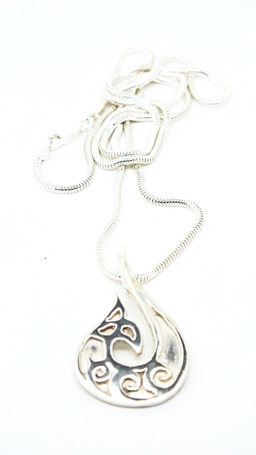 Silver fish hook necklace by Pa-pa